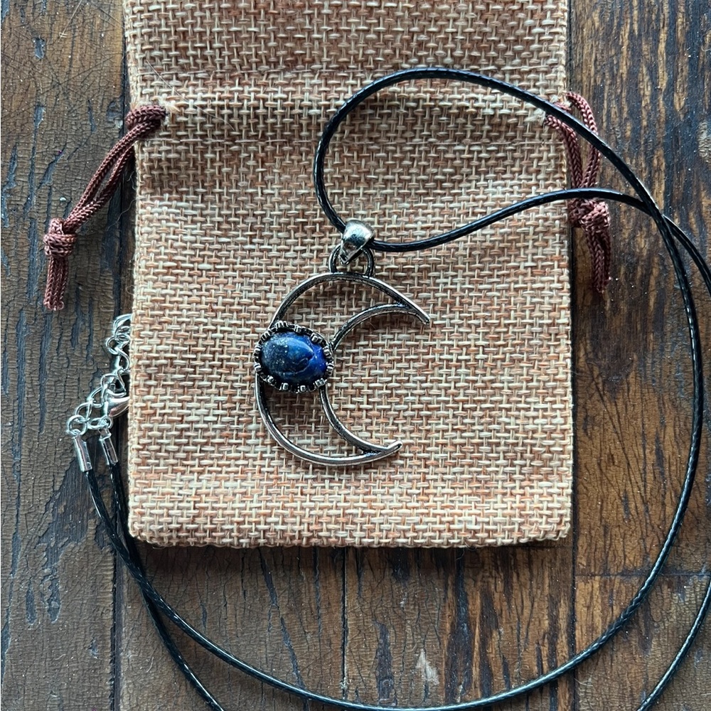 Lapis Lazuli Celestial Necklace Lapis Lazuli Necklace Crystal Moon Necklace